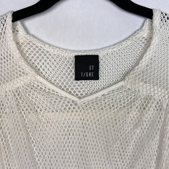 Tigre Et Tigre Rare Jayme Womens Dress M/L Ivory Net short Sleeve Midi USA - Picture 3 of 12